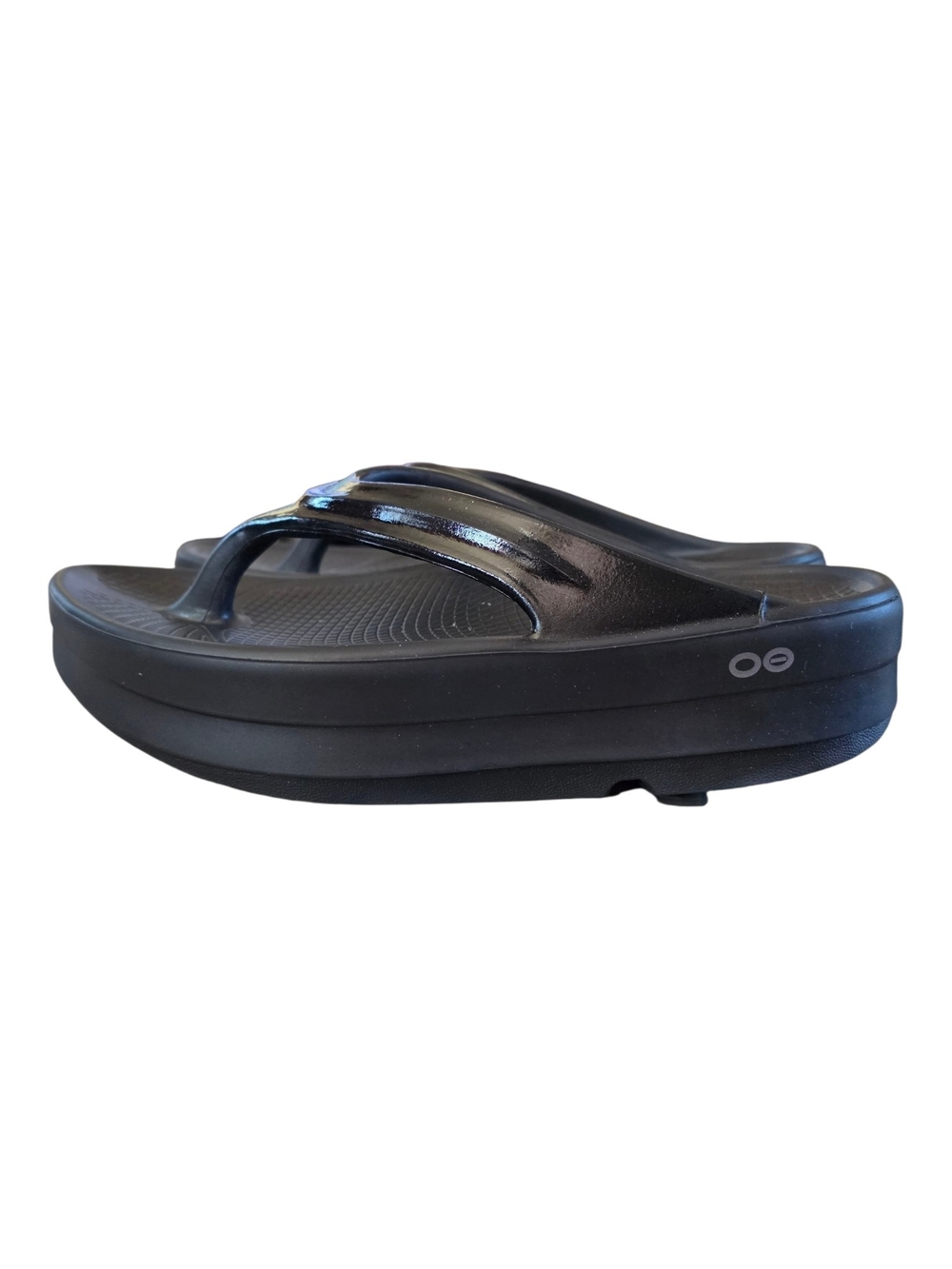 OOLALA OOFOS Black Platform Flip Flops Sandals Size 9 - Picture 3 of 8